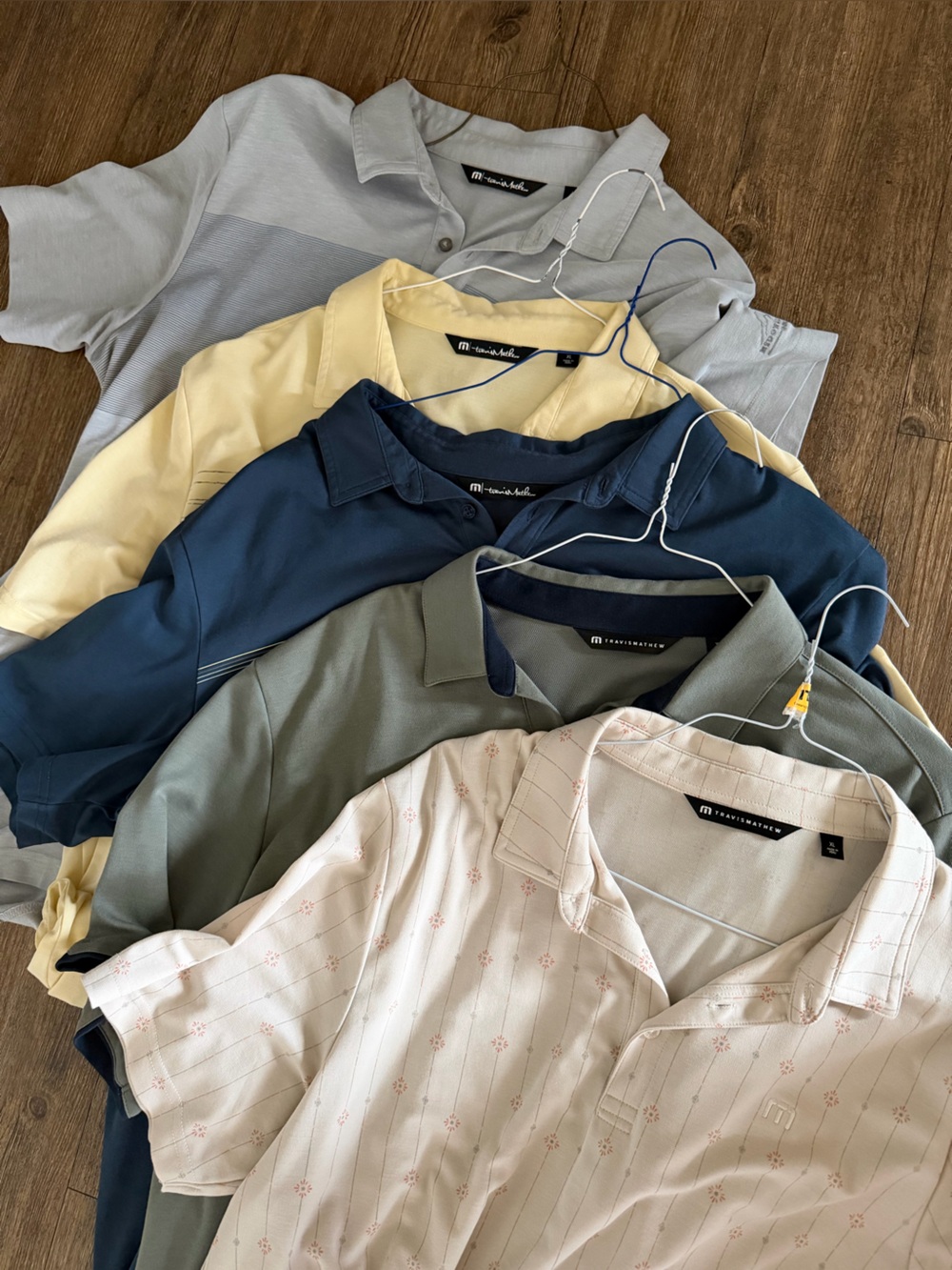 Travis Mathew Polo Bundle - Light Gray, Pale Yellow, Navy, Olive, Blush